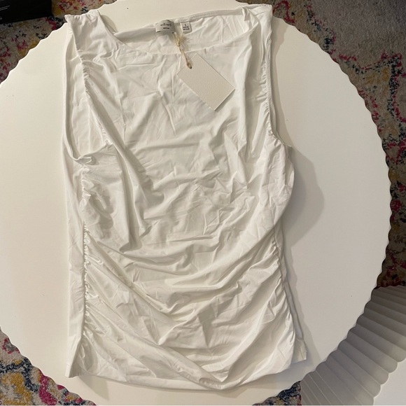 NWT Aritzia Wilfred Musing Top White Soft-shine jersey ruched crewneck tank - Picture 13 of 13